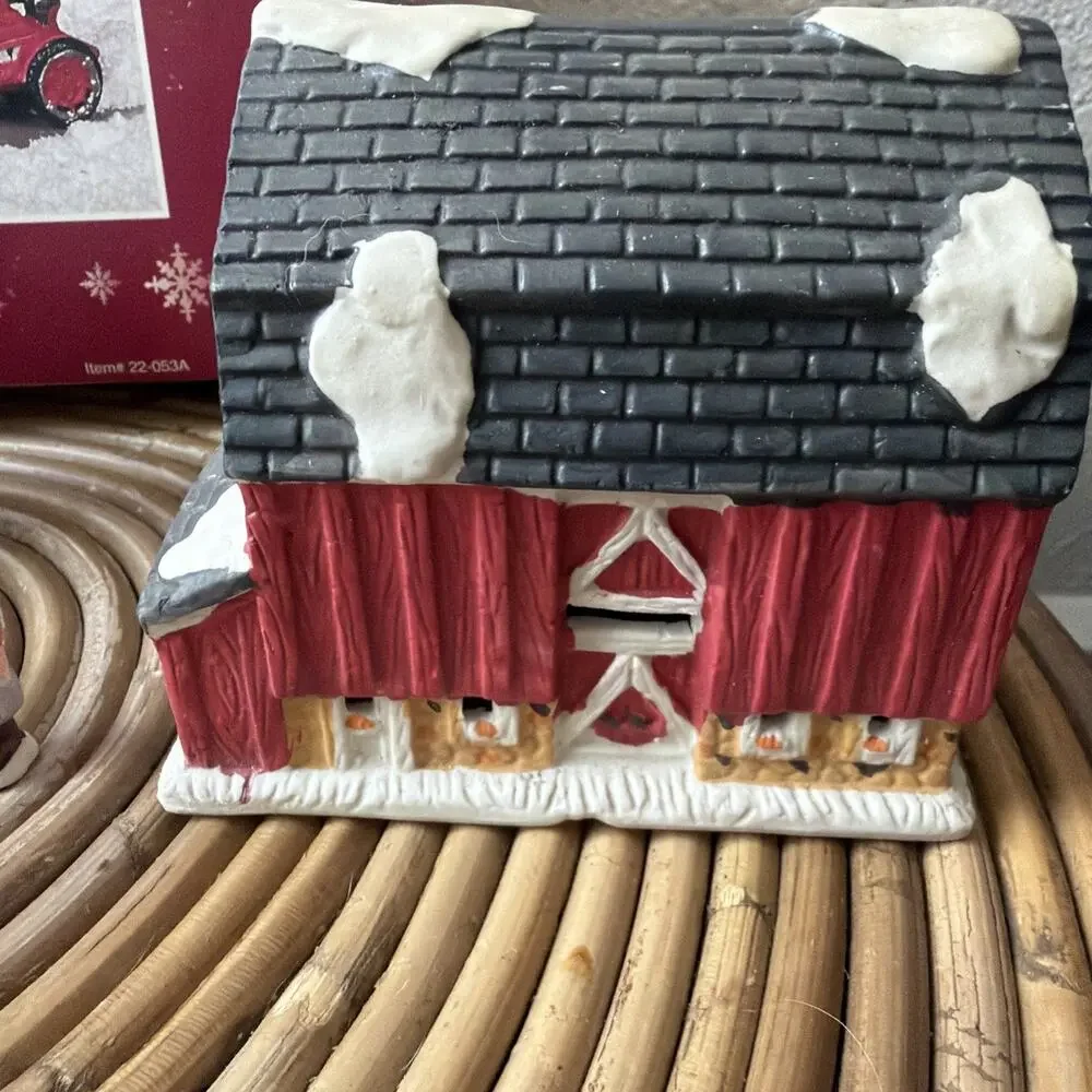 UL 12 Piece Lighted Farm Set Vintage Tractor Cow Sheep Pig Christmas With Box
